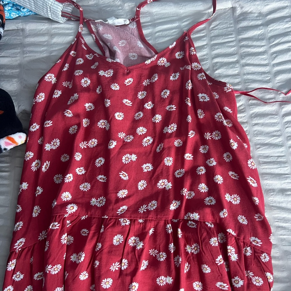 Pink Rose Red and White Floral Dress